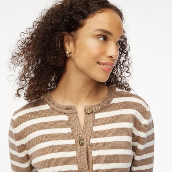 NWT J.Crew Striped cotton lady jacket cardigan sweater BW810 - Picture 5 of 5